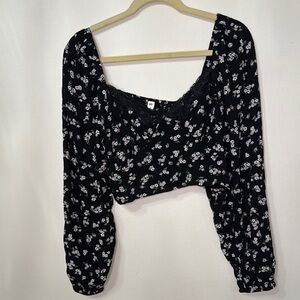 Nordstrom BP Floral Print Smocked Crop Blouse New without tags